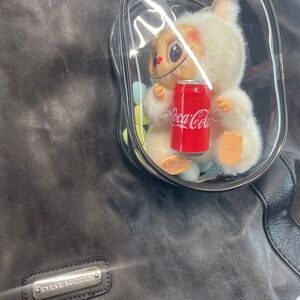 Steve Madden Gray‎ Shoulder Bag Satchel Purse with Free Labubu Key Charm Case